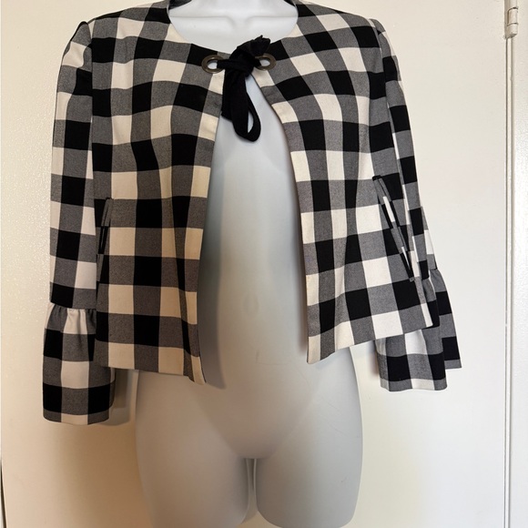 Jackets & Blazers - Chic Black and White Checkered Bomber Jacket